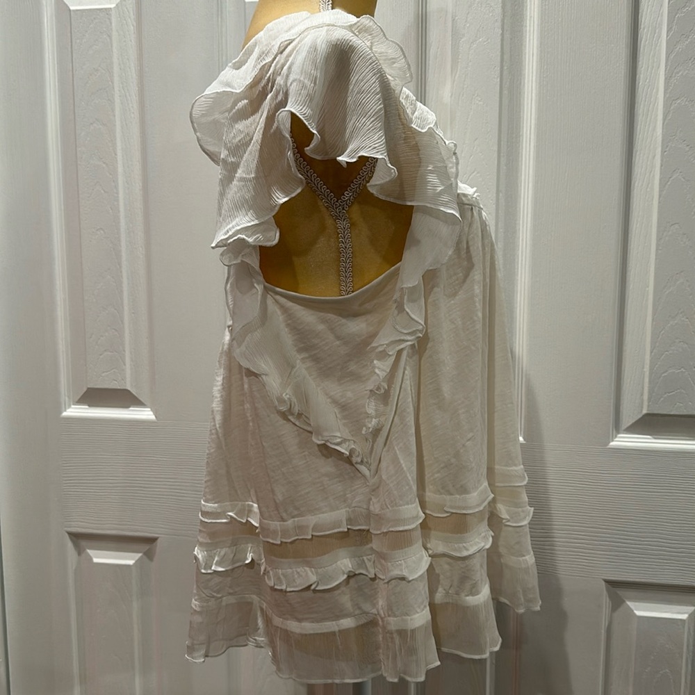 Final Sale 👀 No More Low Offers By Anthropologie Ruffled Flutter-Sleeve Top Size - Picture 7 of 15